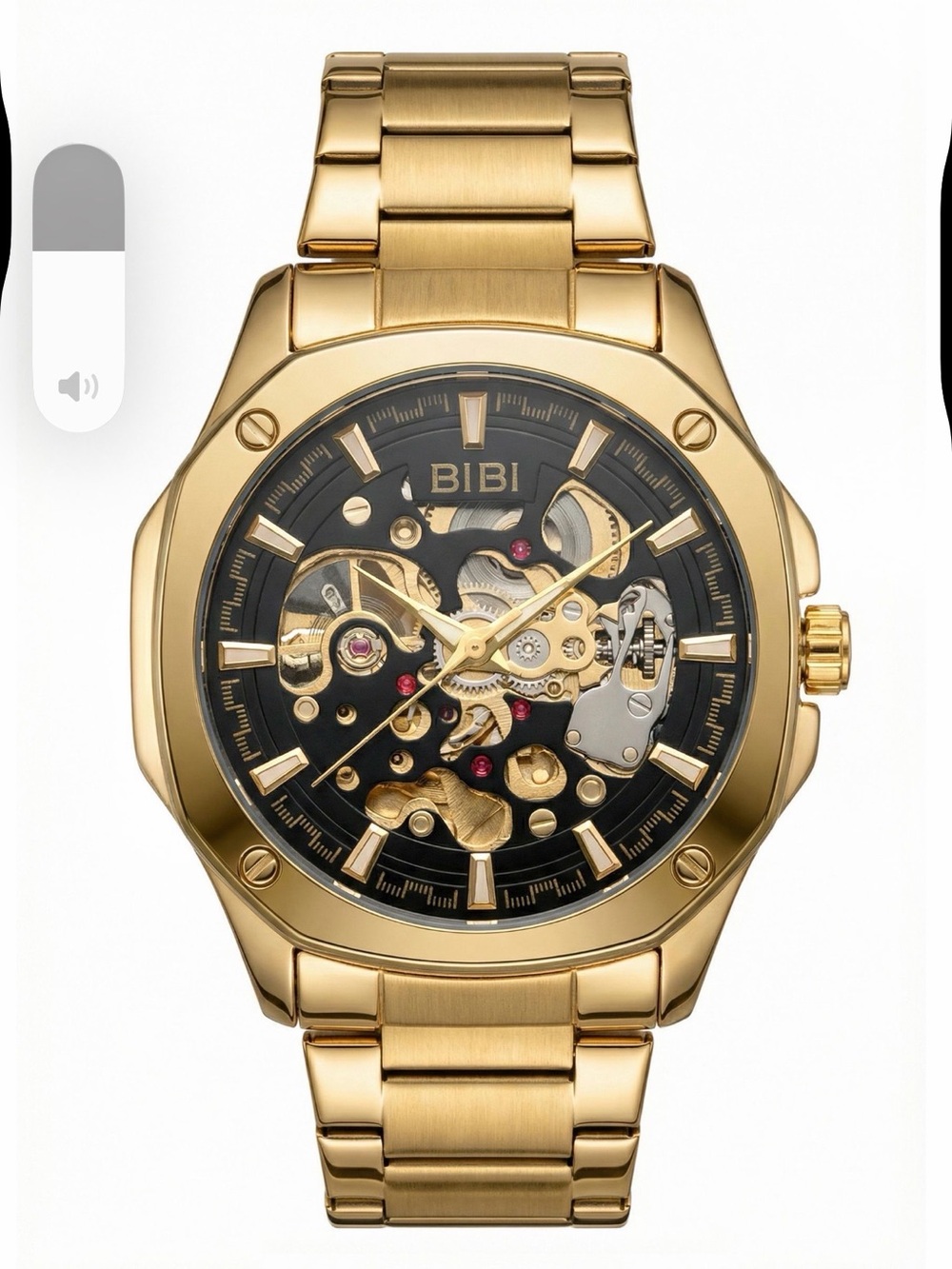 BiBi Gold and Black Skeleton Automatic Bracelet Watch
